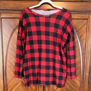 Bom Bom Women’s Red and Black Plaid Long Sleeve Top